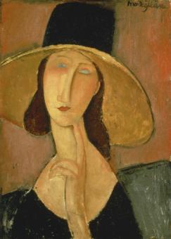 Modigliani Amadeo - Jeanne Hebuterne mit großem Hut 